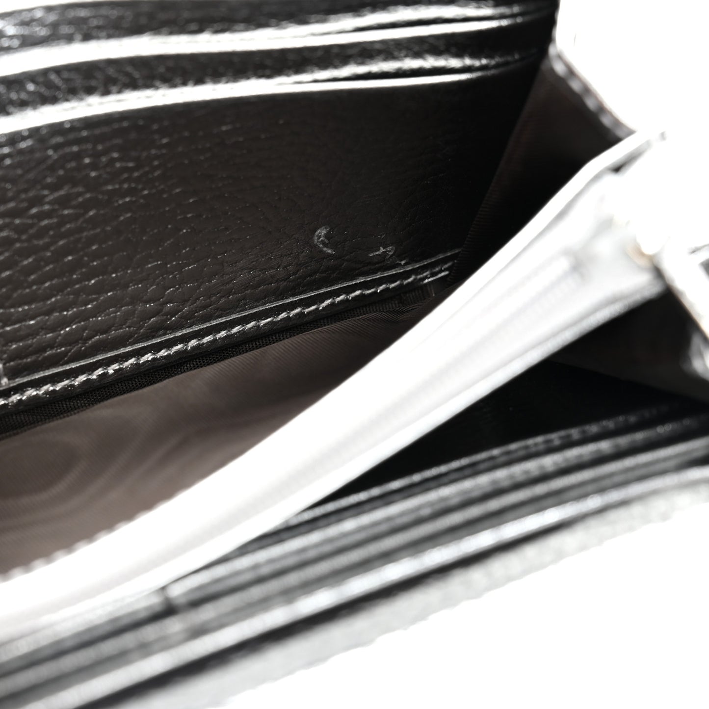 Metallic Calfskin GG Supreme Monogram Petite GG Marmont Wallet Chain Bag Silver Beige Ebony