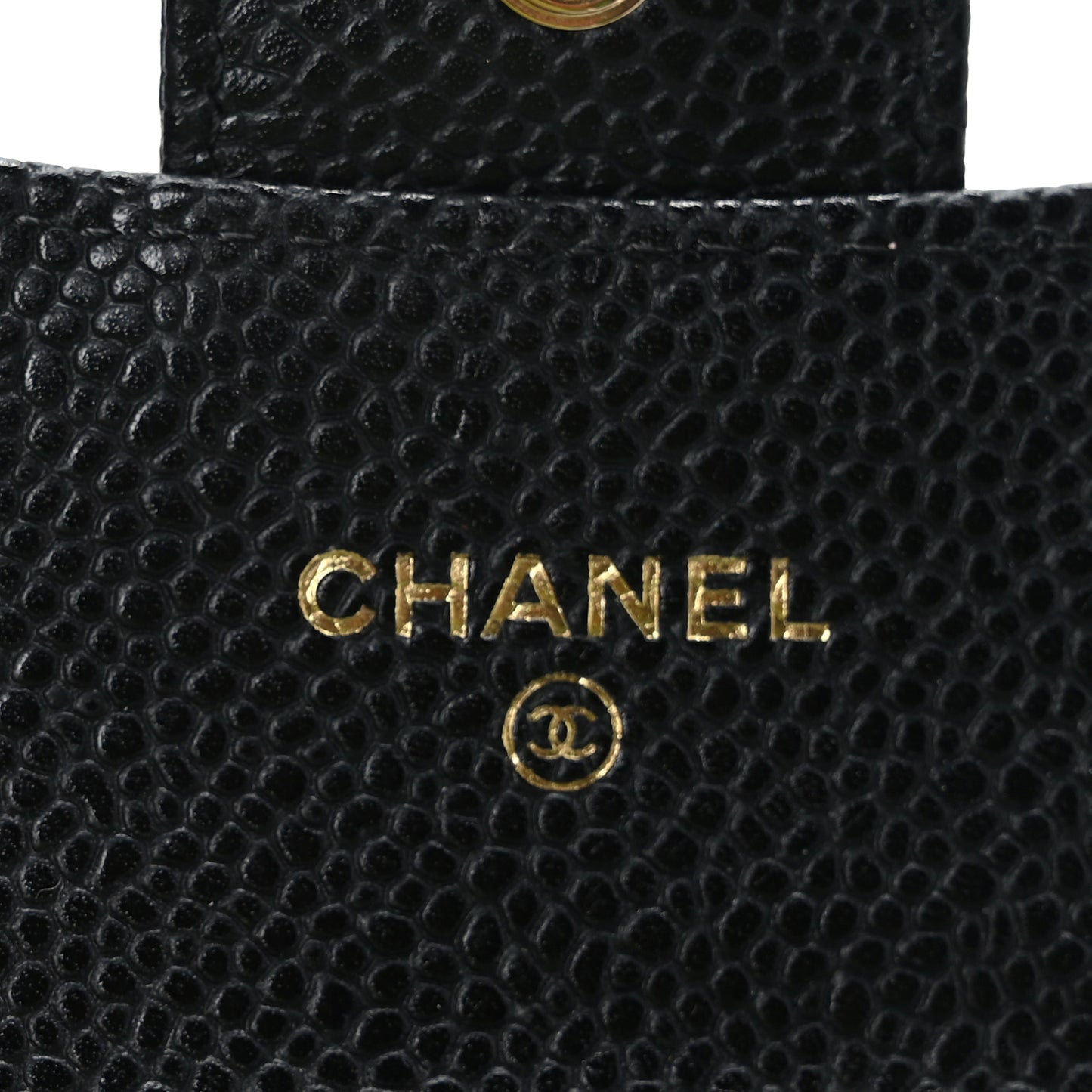 Caviar Quilted Flap Card Holder Wallet Black
