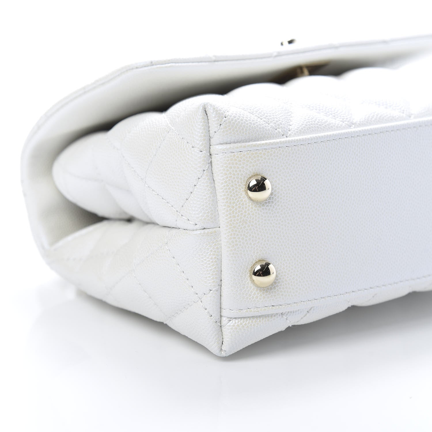 Chanel Iridescent Caviar Quilted Mini Coco Handle Flap White 9 of 11