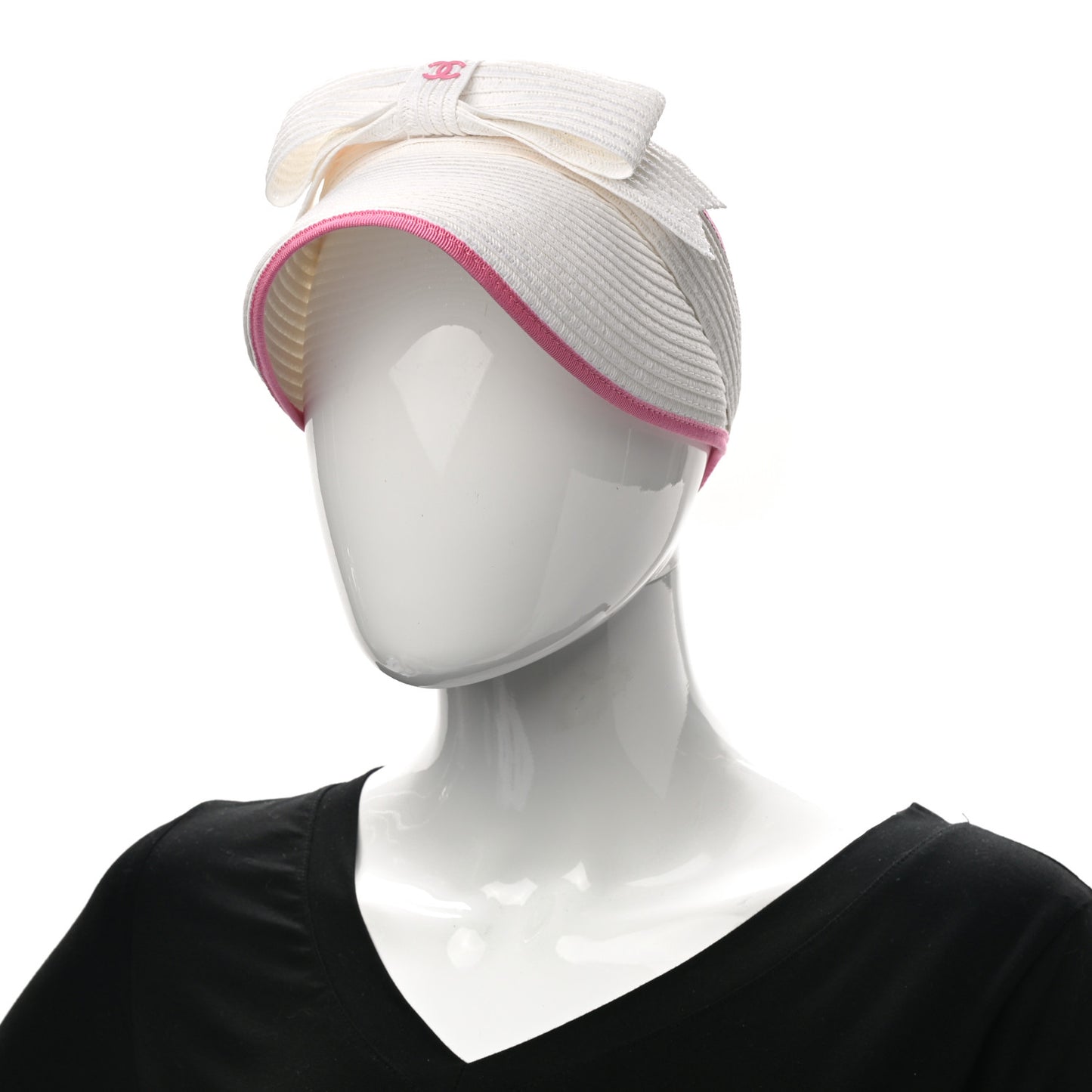 Straw Grosgrain Visor M White Pink