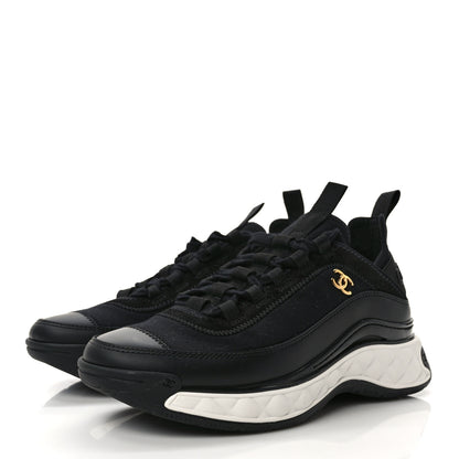Chanel Velvet Calfskin Mixed Fibers CC Sneakers 37 Black 4 of 10