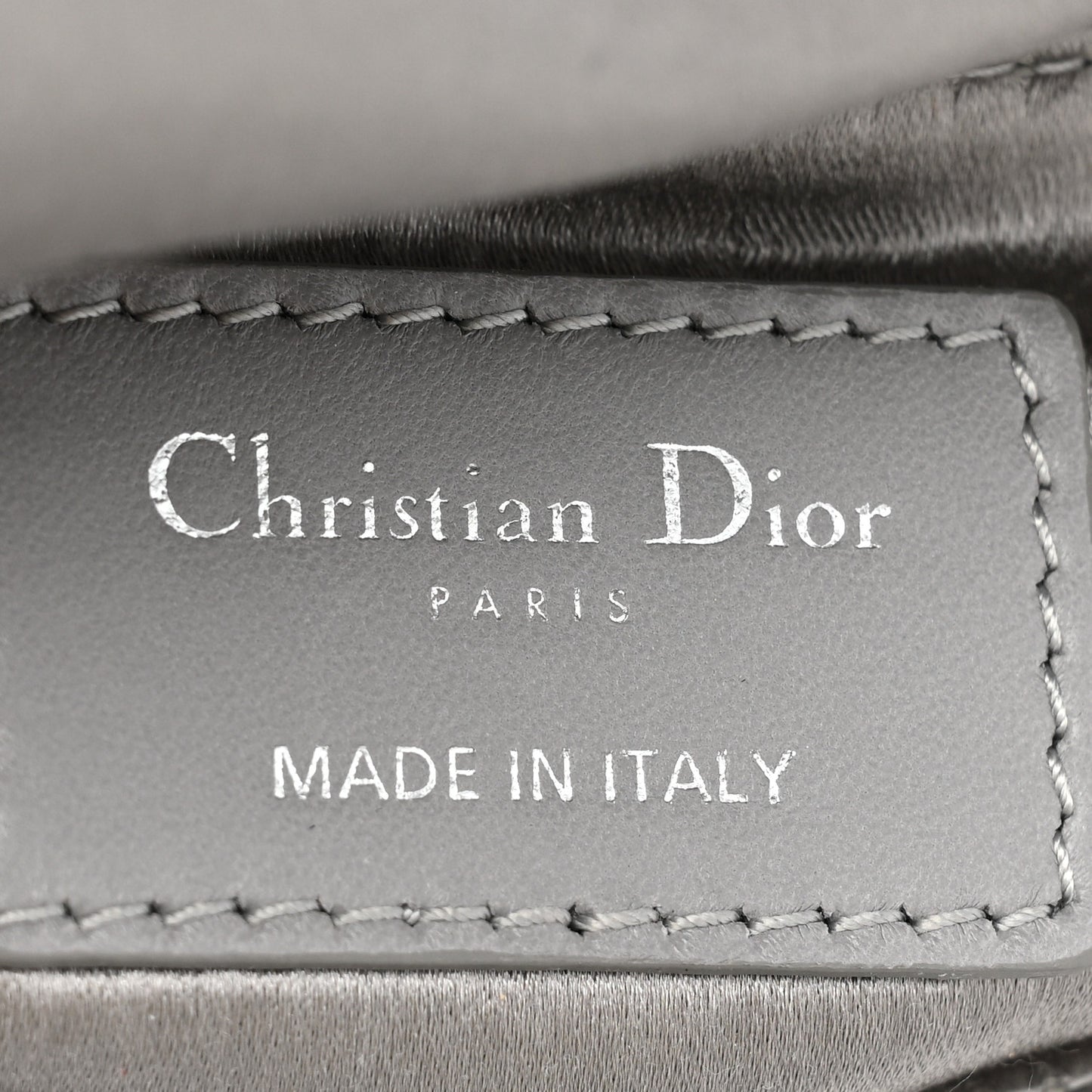 Satin Crystal Cannage Mini Lady Dior Gray