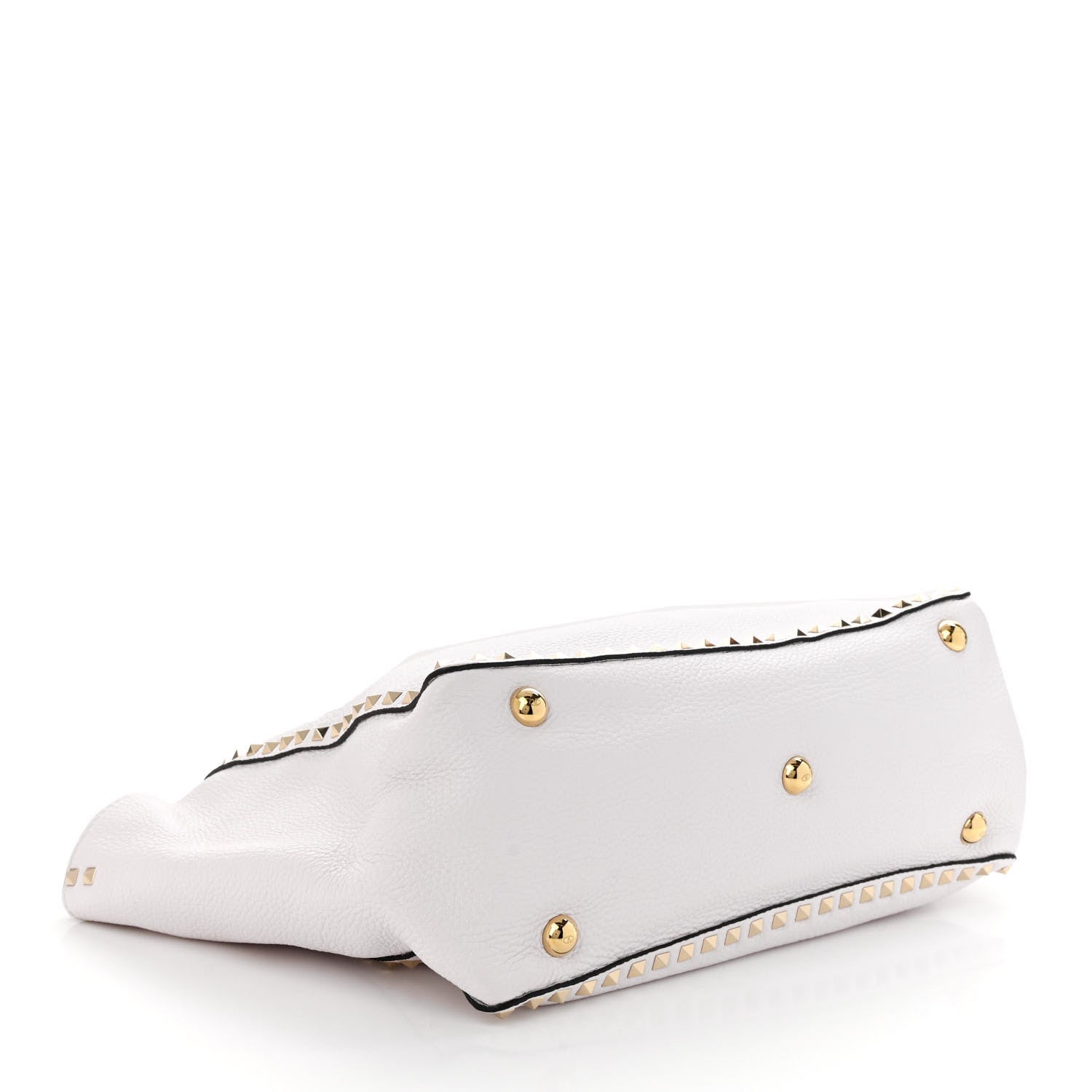 Valentino Garavani Pebbled Calfskin Medium Rockstud Tote White 4 of 10