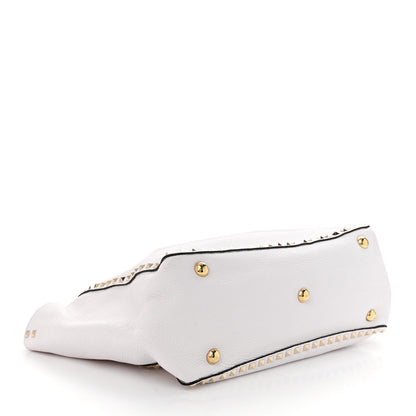 Valentino Garavani Pebbled Calfskin Medium Rockstud Tote White 4 of 10