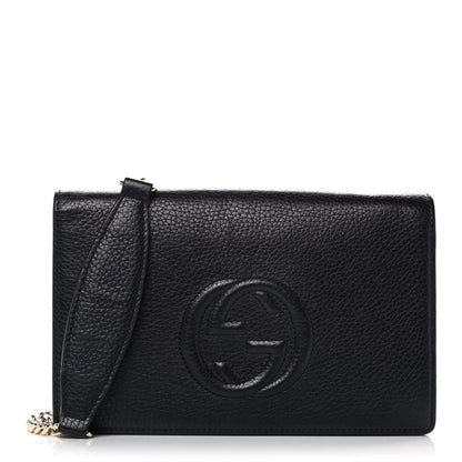 Gucci Pebbled Calfskin Soho Wallet on Chain Black 1 of 9