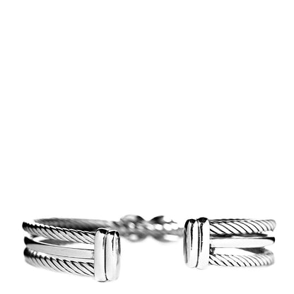 David Yurman Sterling Silver Diamond 7mm Crossover X Bracelet 3 of 4