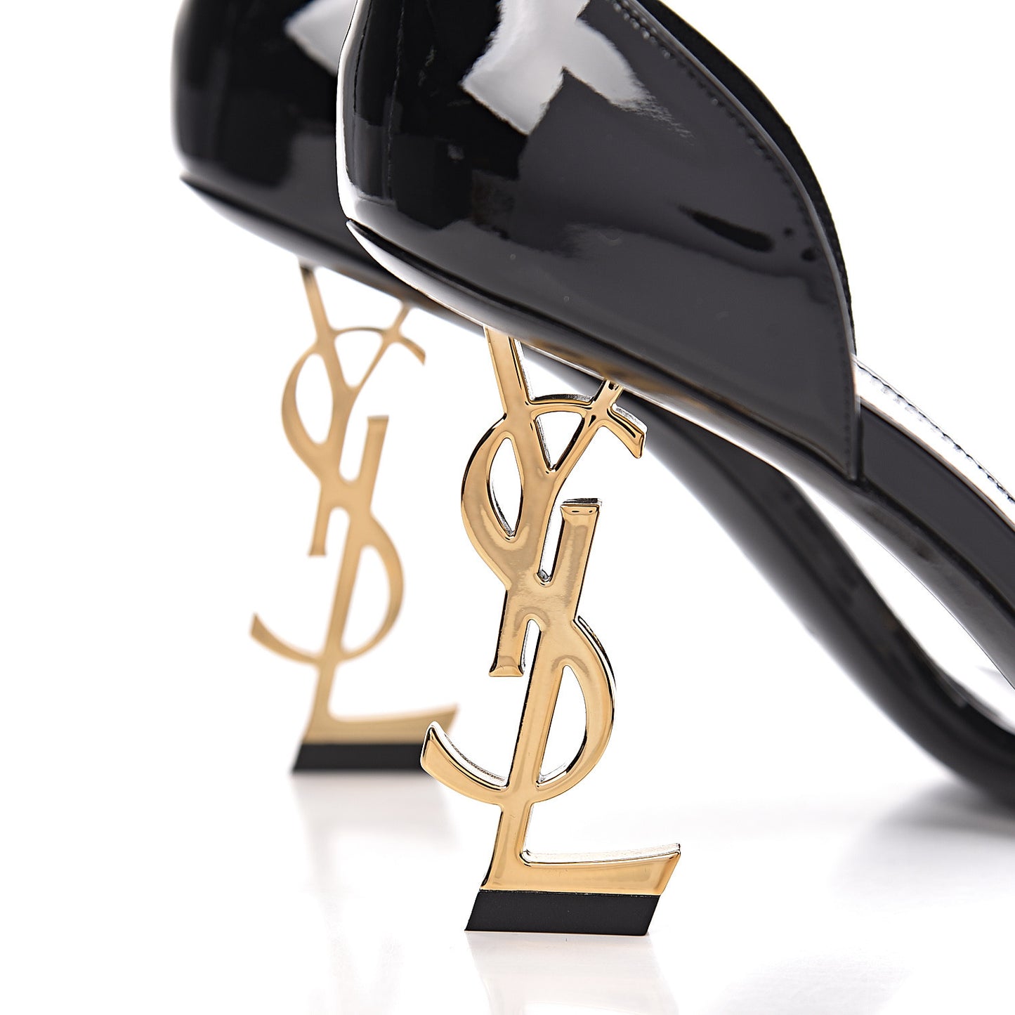 Patent Calfskin Opyum Sandals 39.5 Black Gold