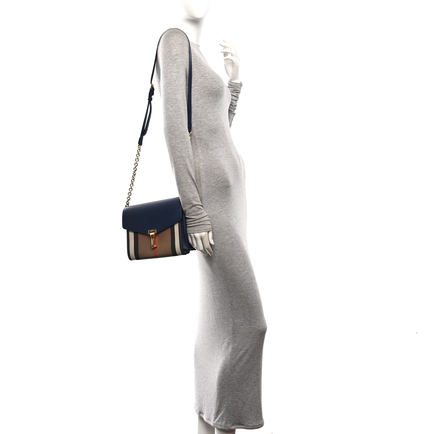 Derby Calfskin House Check Small Macken Crossbody Bag Regency Blue