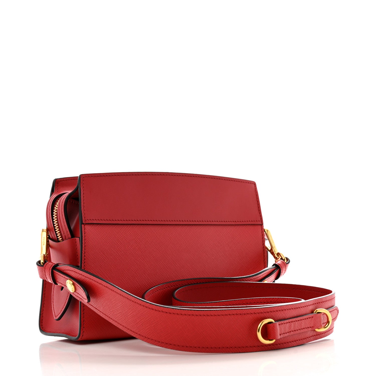 Prada Saffiano City Calfskin Esplanade Crossbody Bag Rosso 3 of 12