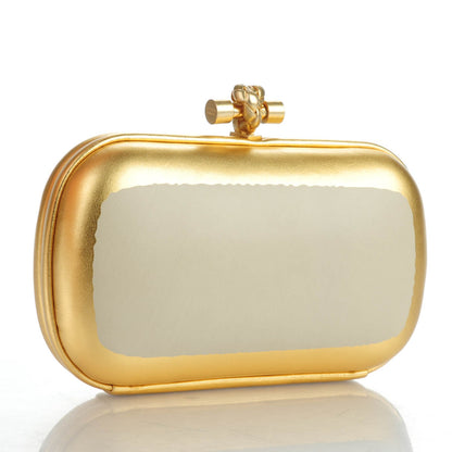 Bottega Veneta Gilded Waxed Leather Knot Clutch Gold White 3 of 6