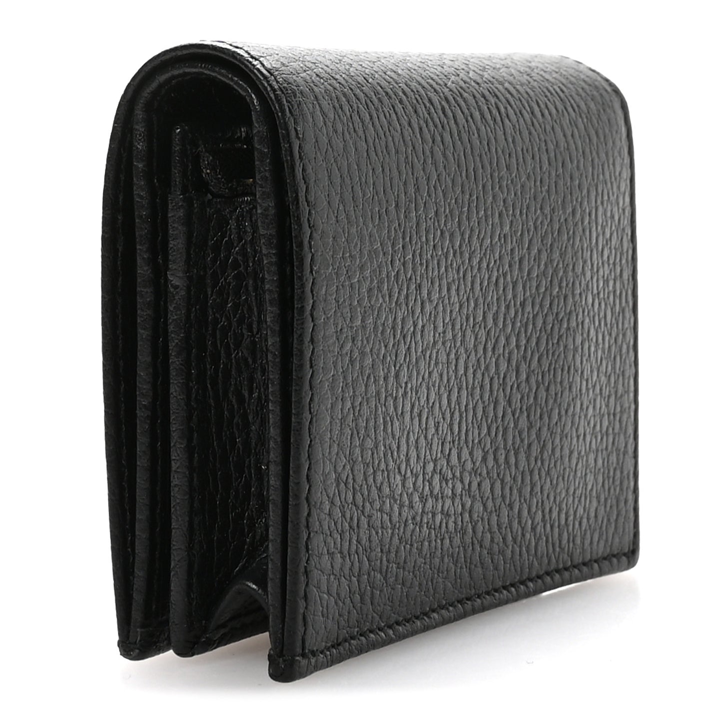 Pebbled Calfskin GG Marmont Card Case Black