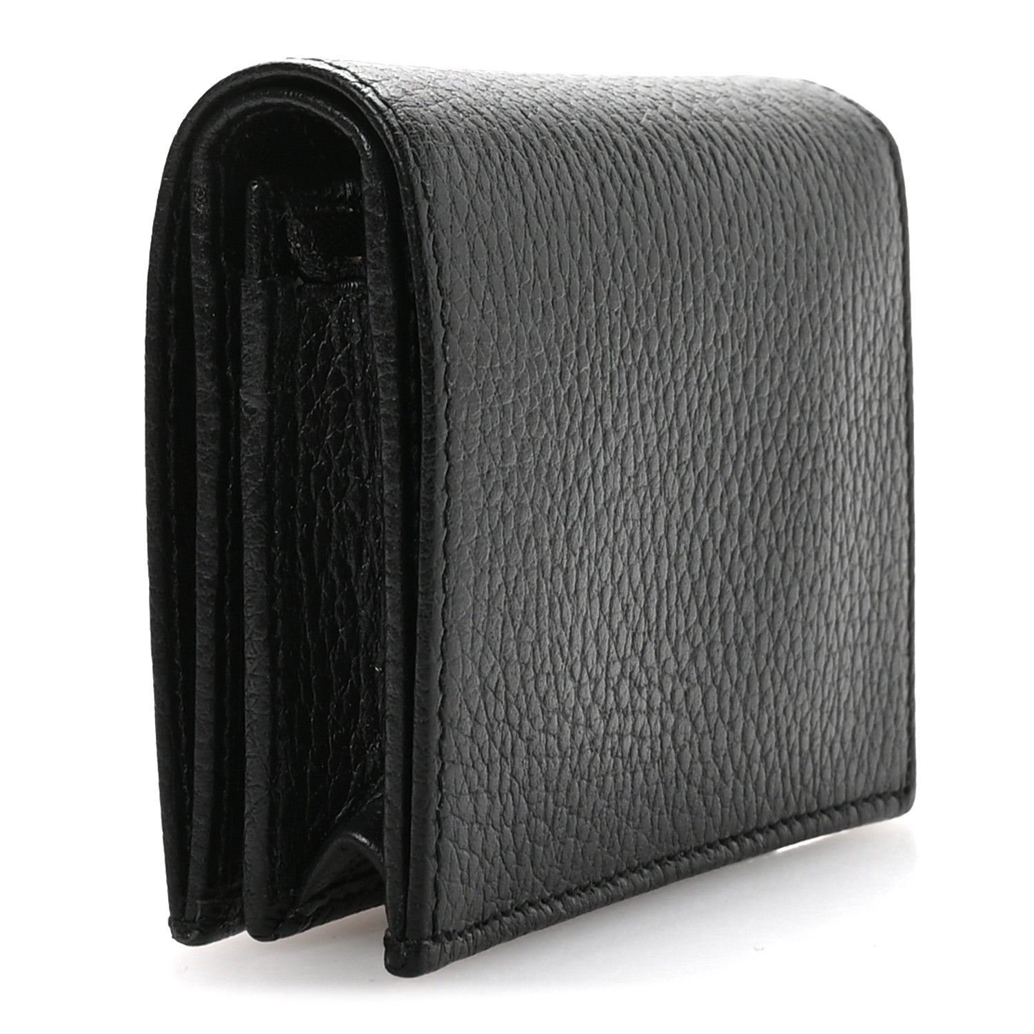 Gucci Pebbled Calfskin GG Marmont Card Case Black 3 of 8