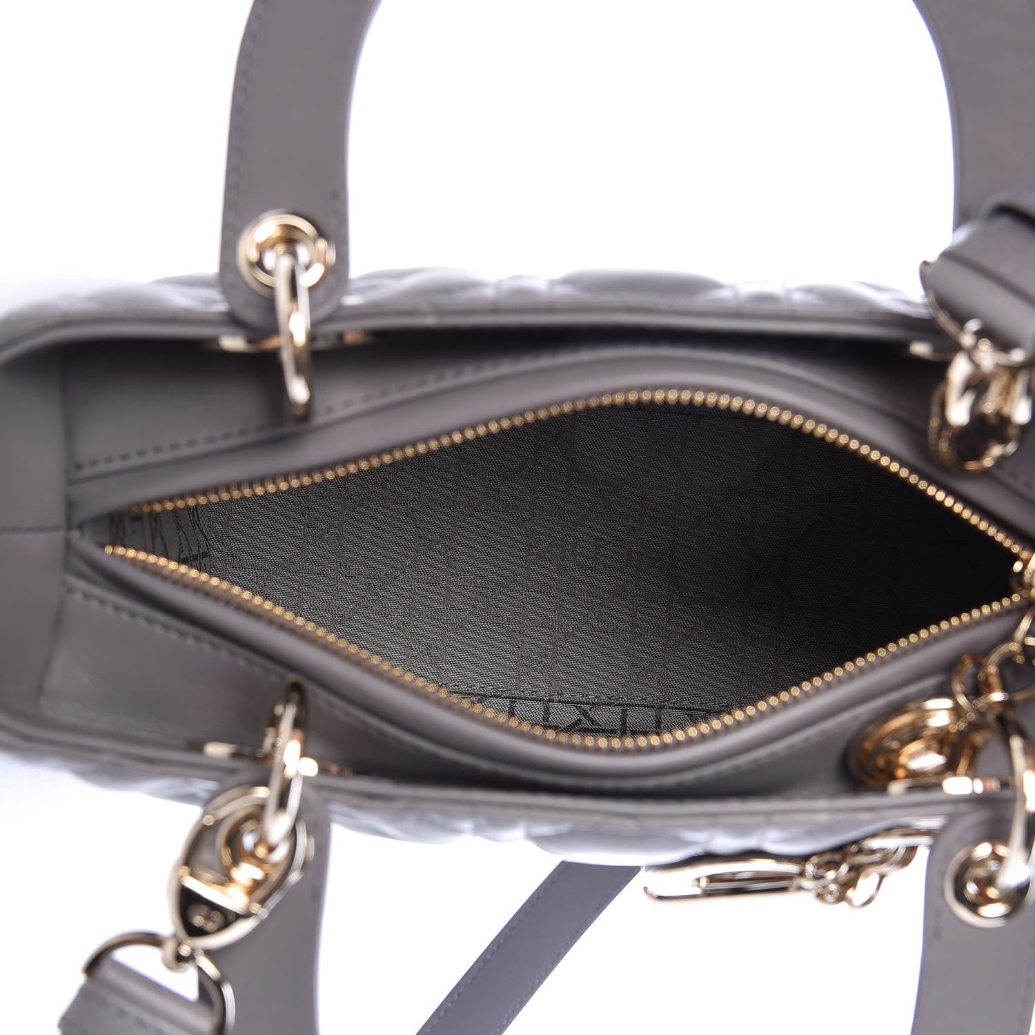 Christian Dior Lambskin Cannage Medium Lady Dior Grey 5 of 15
