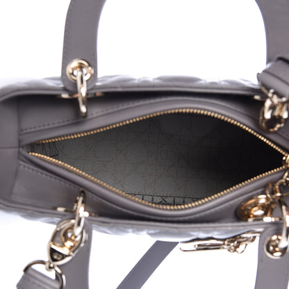Christian Dior Lambskin Cannage Medium Lady Dior Grey 5 of 15