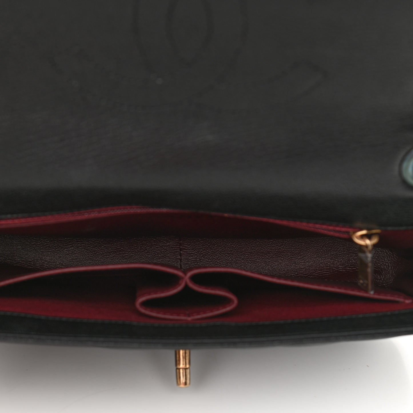 Shiny Goatskin Diagonal Quilted Small Flap Black