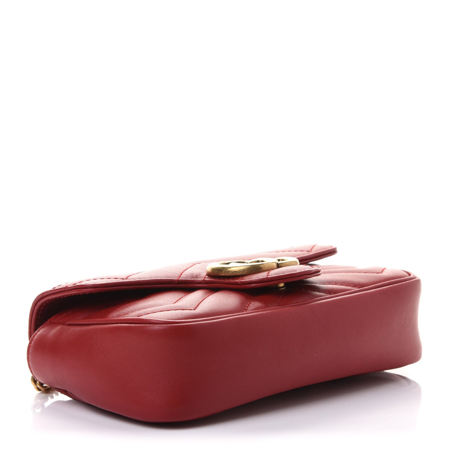 Gucci Calfskin Matelasse Super Mini GG Marmont Shoulder Bag Hibiscus Red 4 of 11