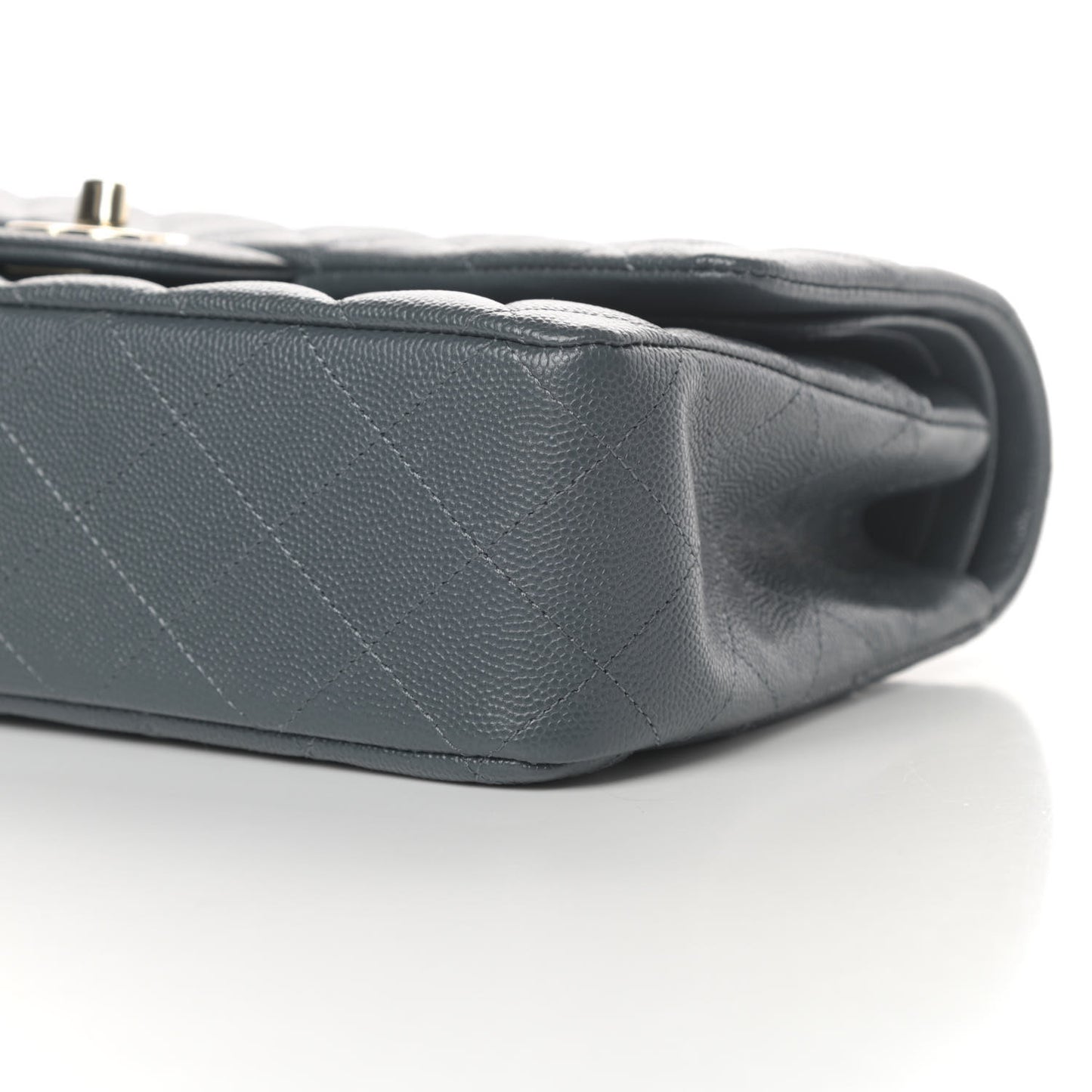 Caviar Quilted Medium Double Flap Dark Grey