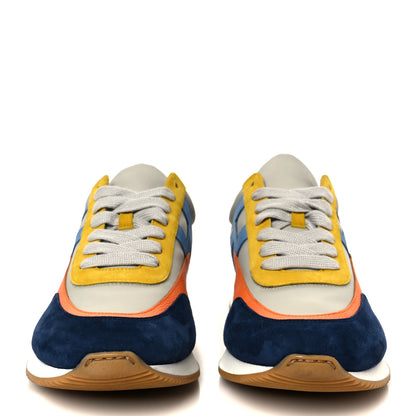Hermes Suede Goatskin Technical Canvas Epsom Mens Chris Sneakers 44.5 Gris Multicolor 3 of 10