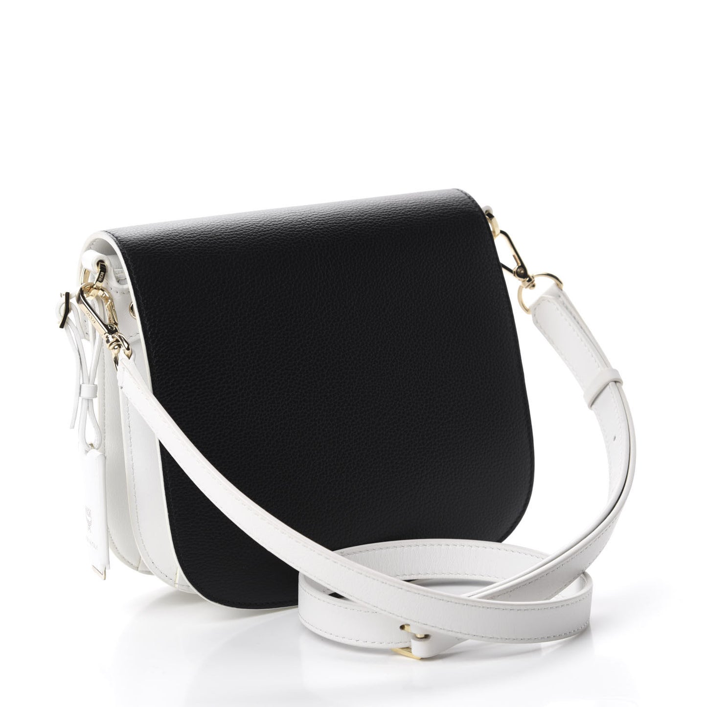 Visetos Calfskin Small Patricia Crossbody Bag Cognac Black White