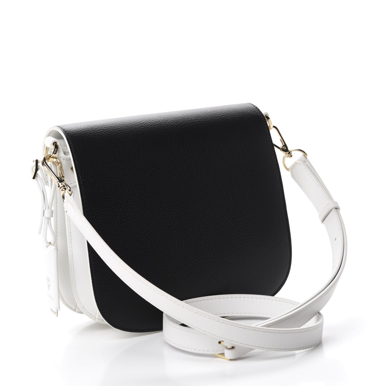 MCM Visetos Calfskin Small Patricia Crossbody Bag Cognac Black White 3 of 10
