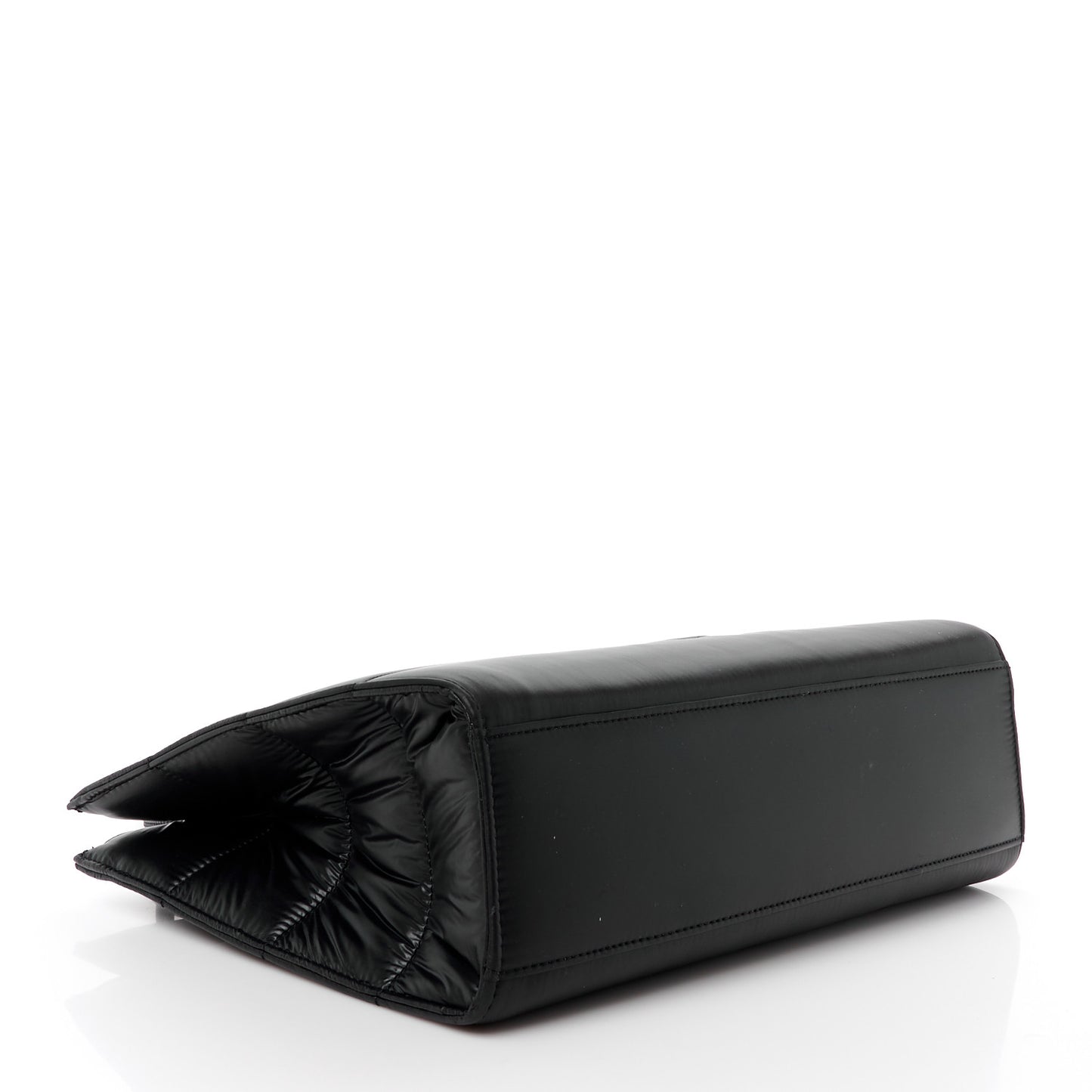 Nylon Medium Puff Shopping Bag Black