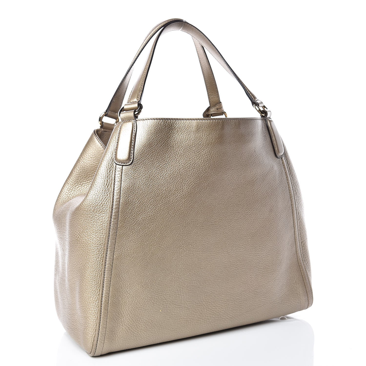 Gucci Metallic Pebbled Calfskin Medium Soho Shoulder Bag Golden Beige 3 of 13