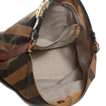 Fendi Pequin Cuoio Vegetale Large Hobo Tobacco Black Cuoio 9 of 10