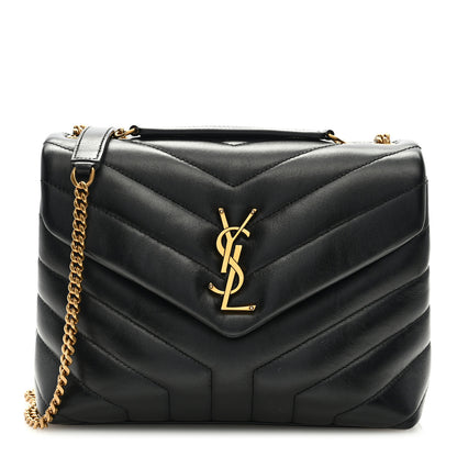 Saint Laurent Calfskin Y Quilted Monogram Small Loulou Chain Satchel Black 1 of 7
