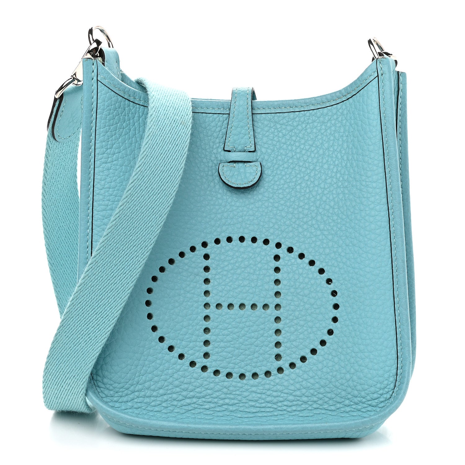 Hermes Taurillon Clemence Evelyne TPM Bleu Atoll 1 of 8