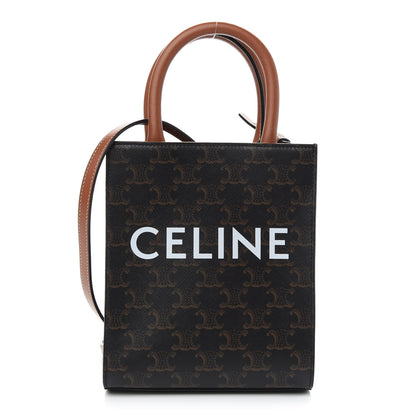 Celine Triomphe Canvas Calfskin Mini Vertical Cabas Tan 1 of 8