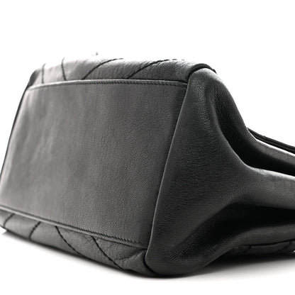 Saint Laurent Pebbled Lambskin Chevron Monogram Small Nolita Black 10 of 15
