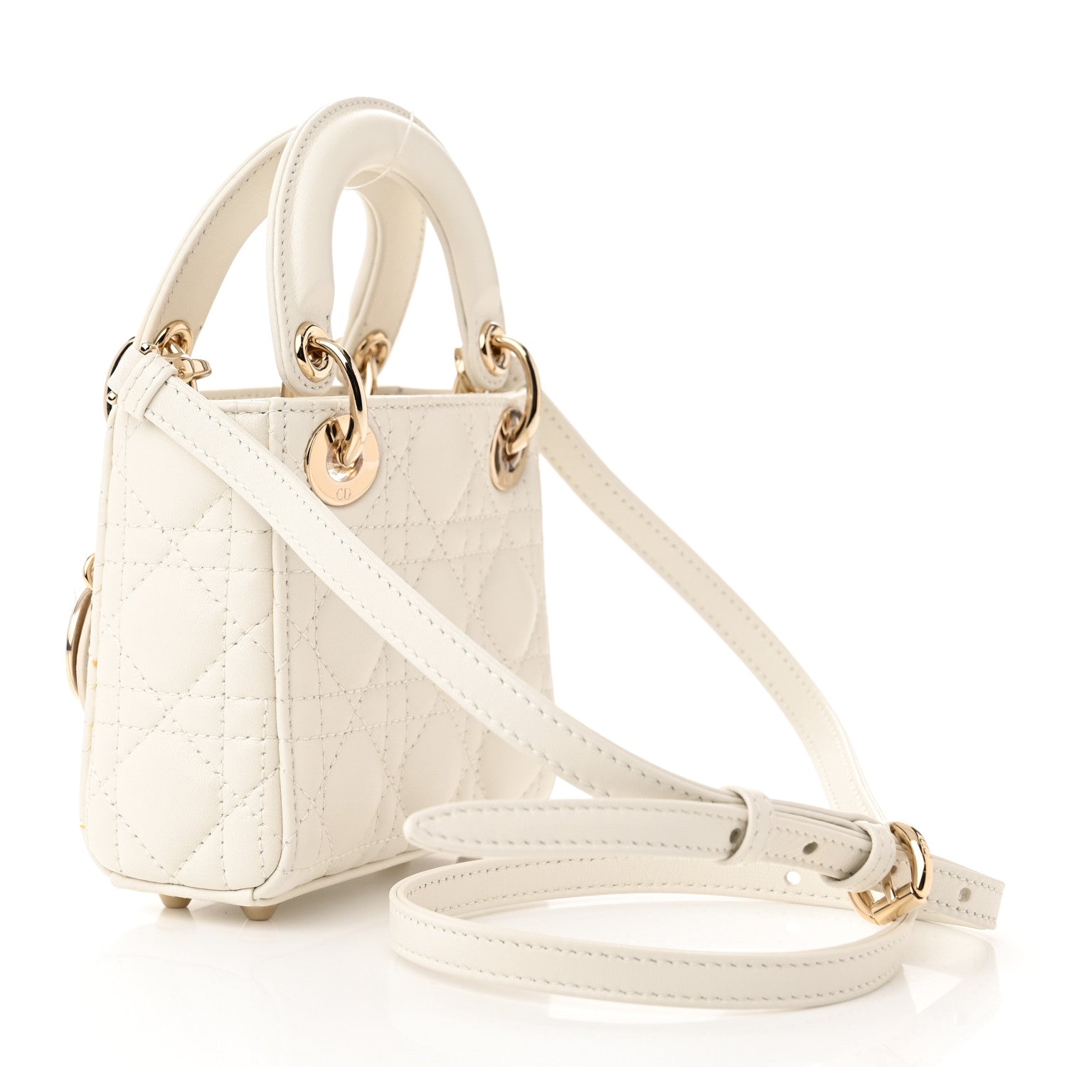 Christian Dior Lambskin Cannage Micro Lady Dior White 3 of 11