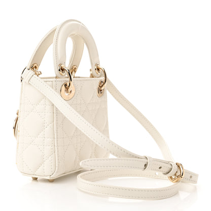 Christian Dior Lambskin Cannage Micro Lady Dior White 3 of 11