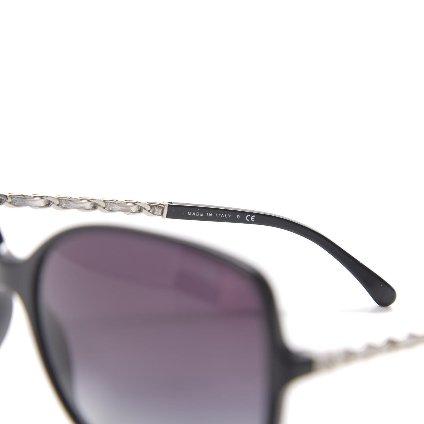 Lambskin Square Chain Sunglasses 5210-Q Black