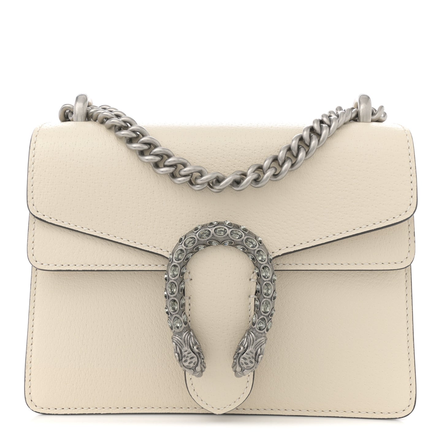 Textured Calfskin Crystal Mini Dionysus Shoulder Bag Mystic White