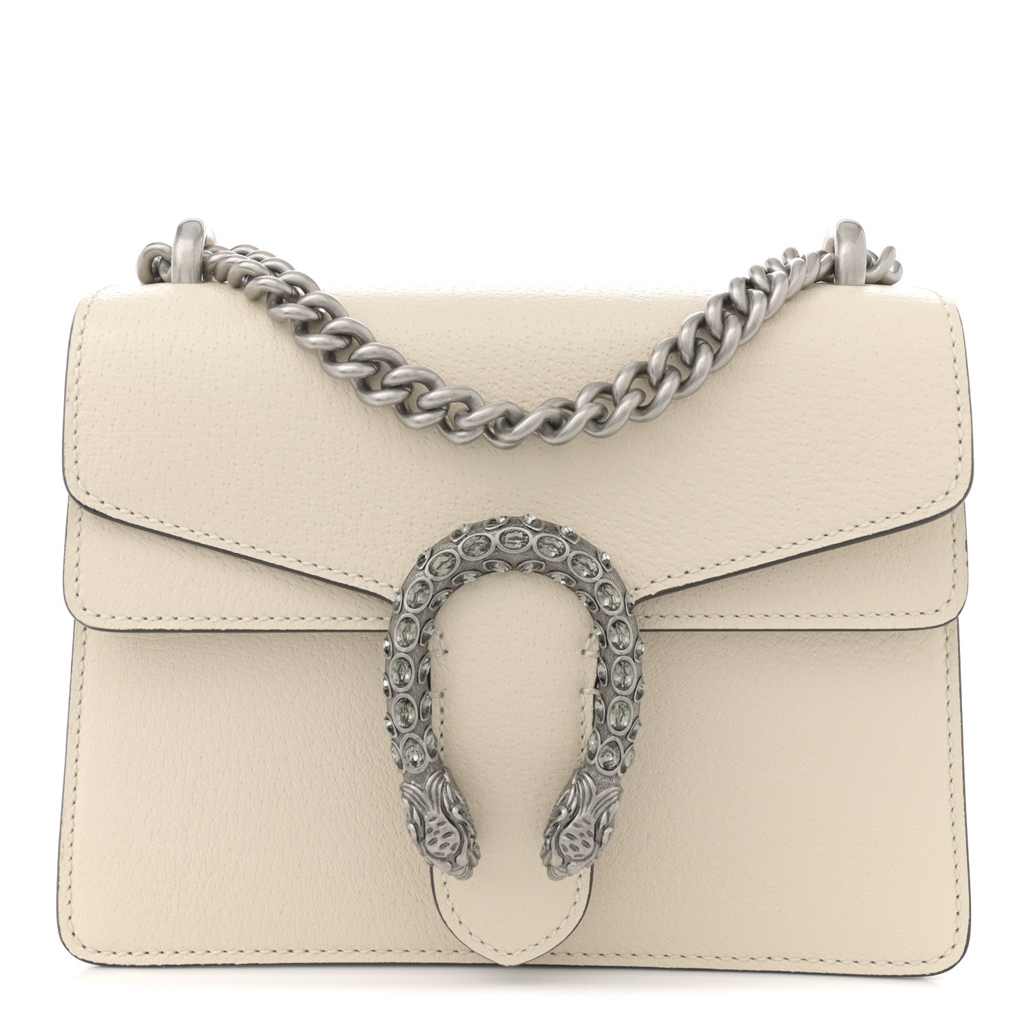 Gucci Textured Calfskin Crystal Mini Dionysus Shoulder Bag Mystic White 1 of 11