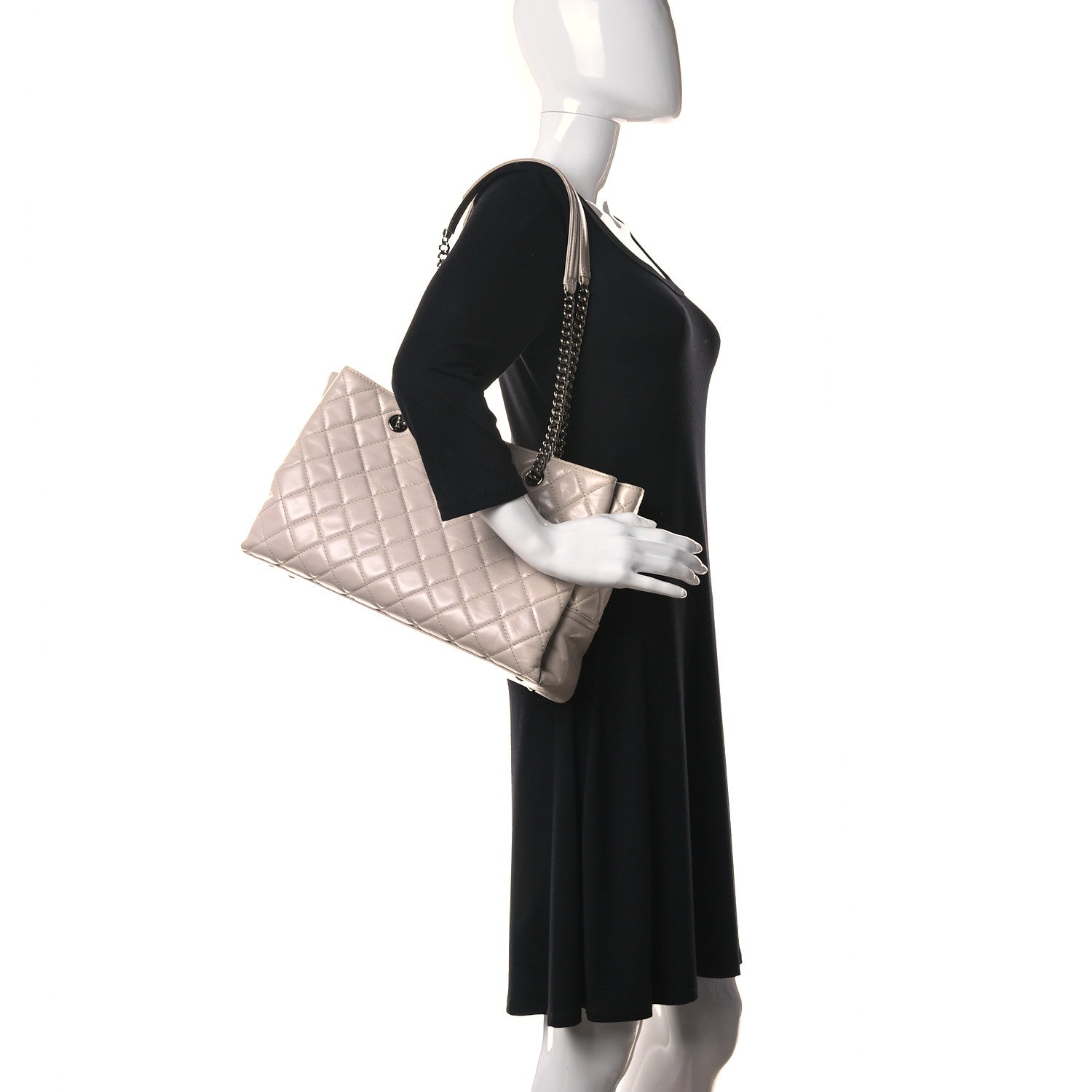 Chanel Glazed Calfskin Quilted Shopping Tote Light Beige 2 of 13