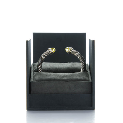 David Yurman Sterling Silver 14K Yellow Gold Lemon Citrine 7mm Cable Classics Bracelet 6 of 6