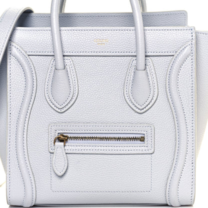 Celine Drummed Calfskin Nano Luggage Pearl 9 of 14