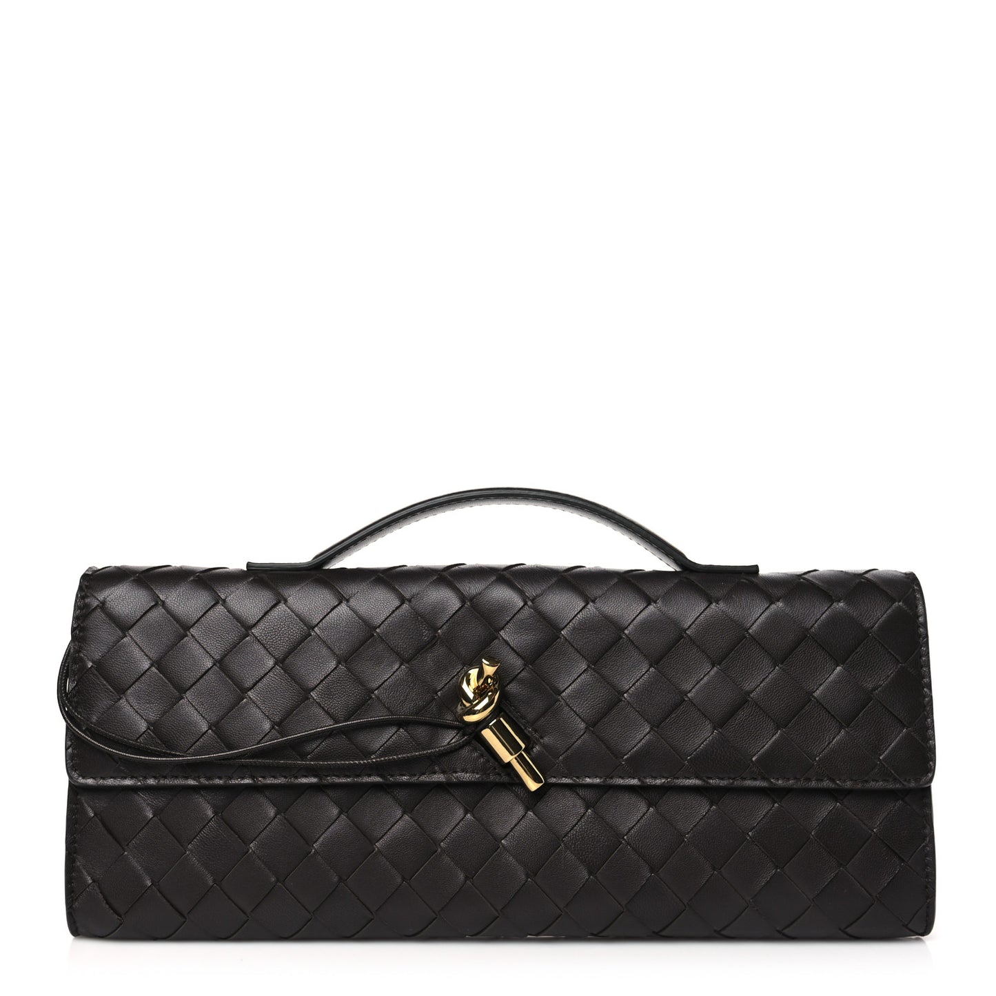 Nappa Intrecciato Long Andiamo Top Handle Clutch Fondant