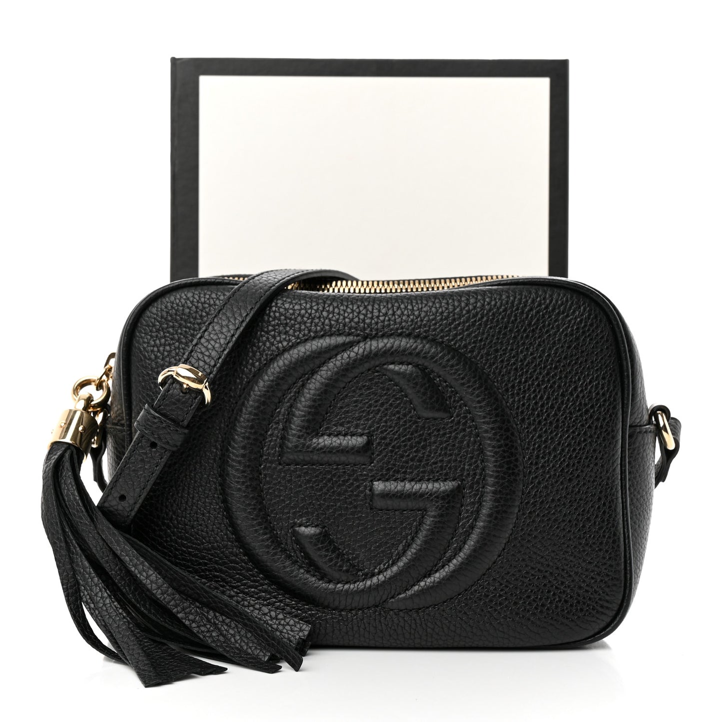 Pebbled Calfskin Small Soho Disco Bag Black