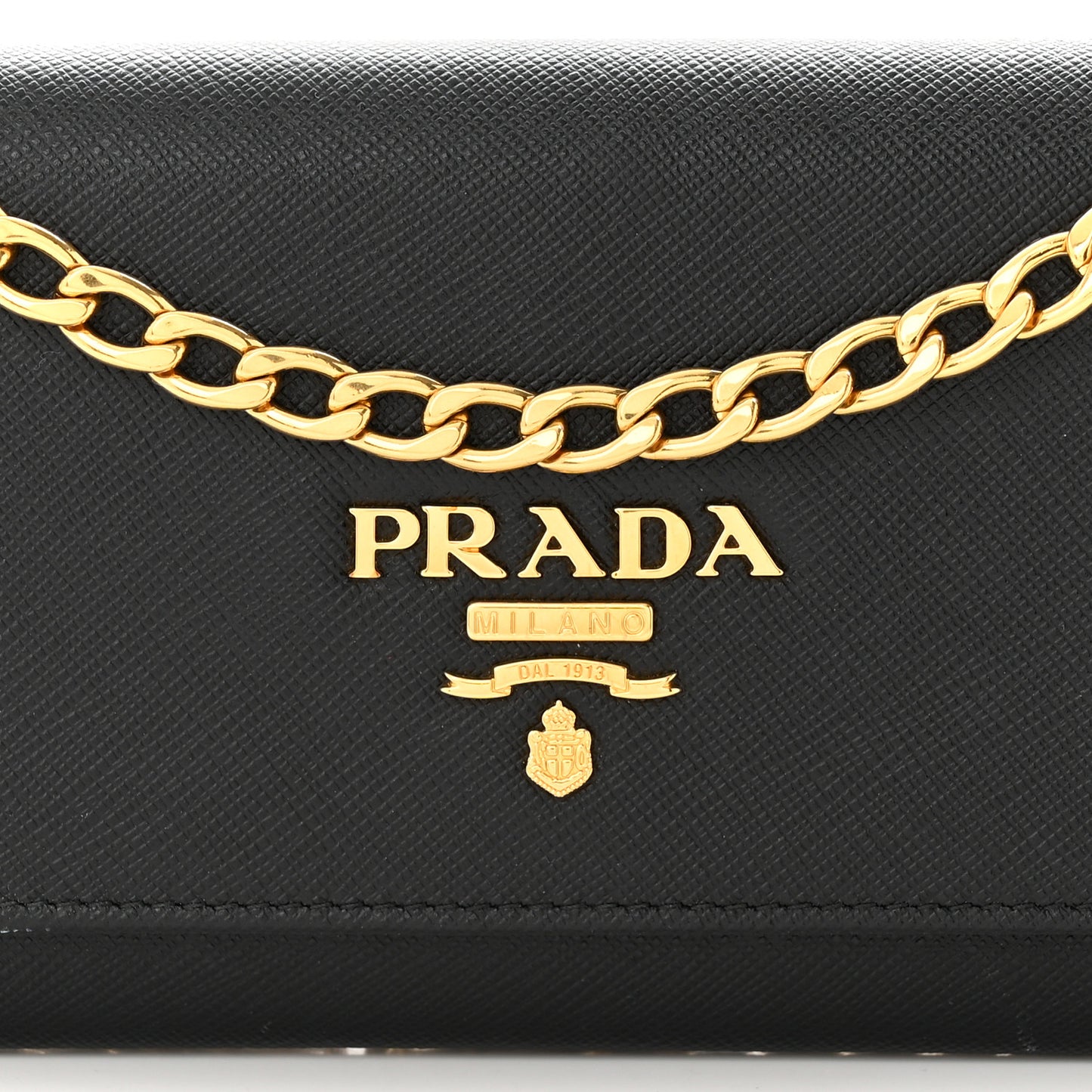 Saffiano Lux Chain Wallet Black
