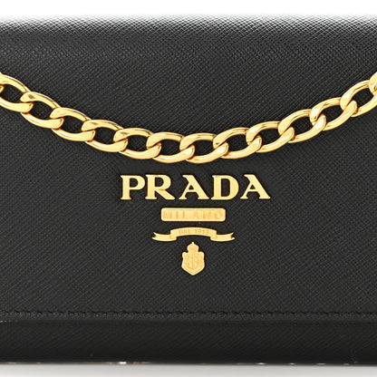 Prada Saffiano Lux Chain Wallet Black 7 of 12