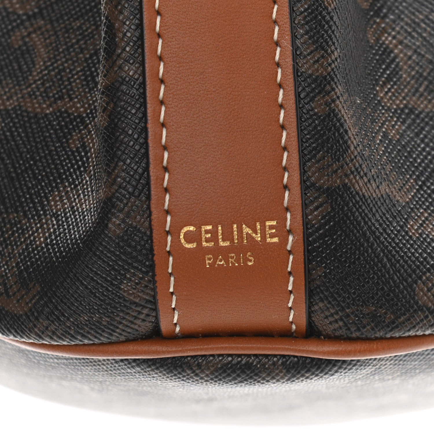 Celine Triomphe Canvas Calfskin Small Drawstring Bucket Bag Tan 6 of 11