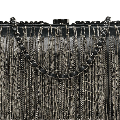 Chanel Lambskin Chain Fringe Clutch With Chain  Black 8 of 11