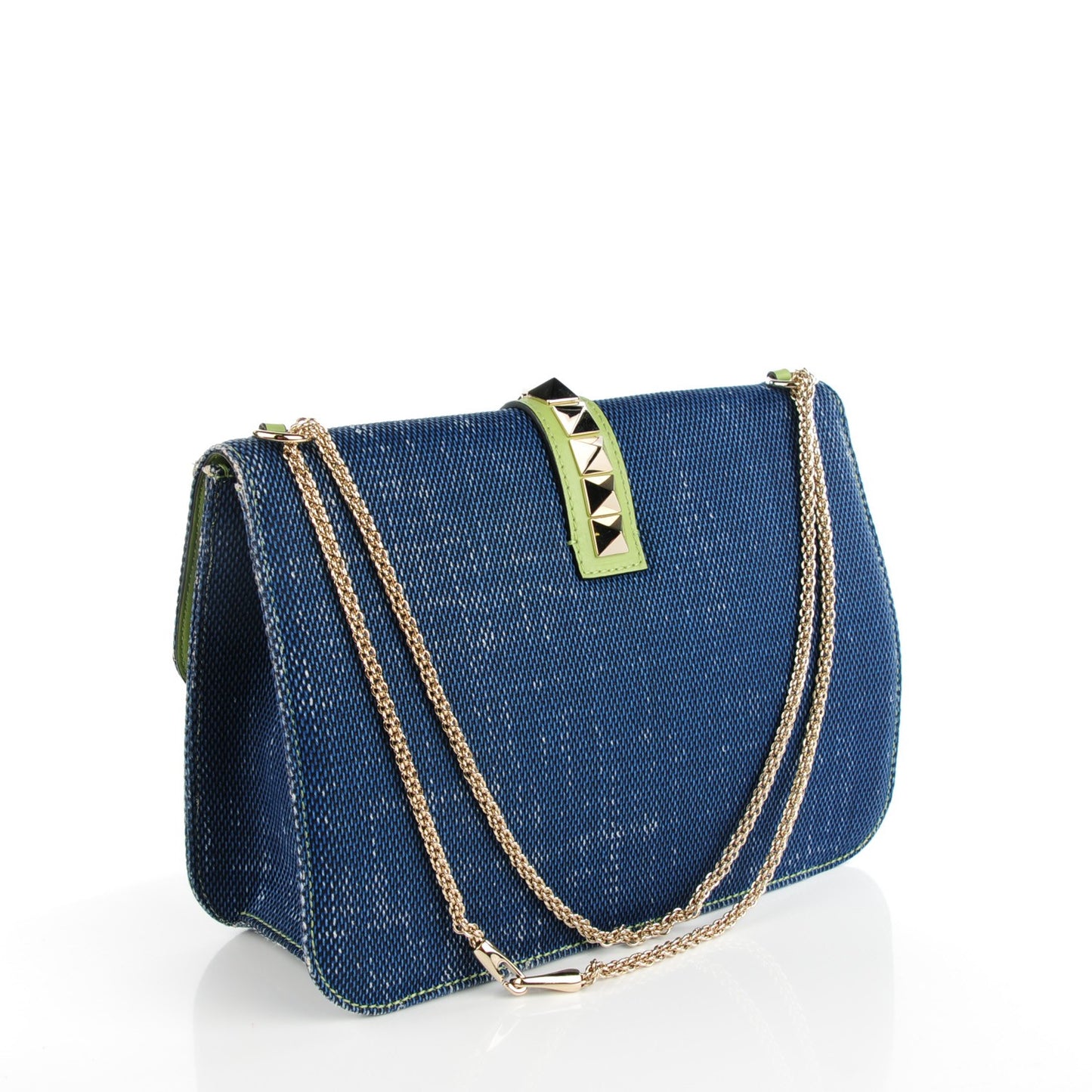 Denim Extra Large Glam Lock Rockstud Flap Blue