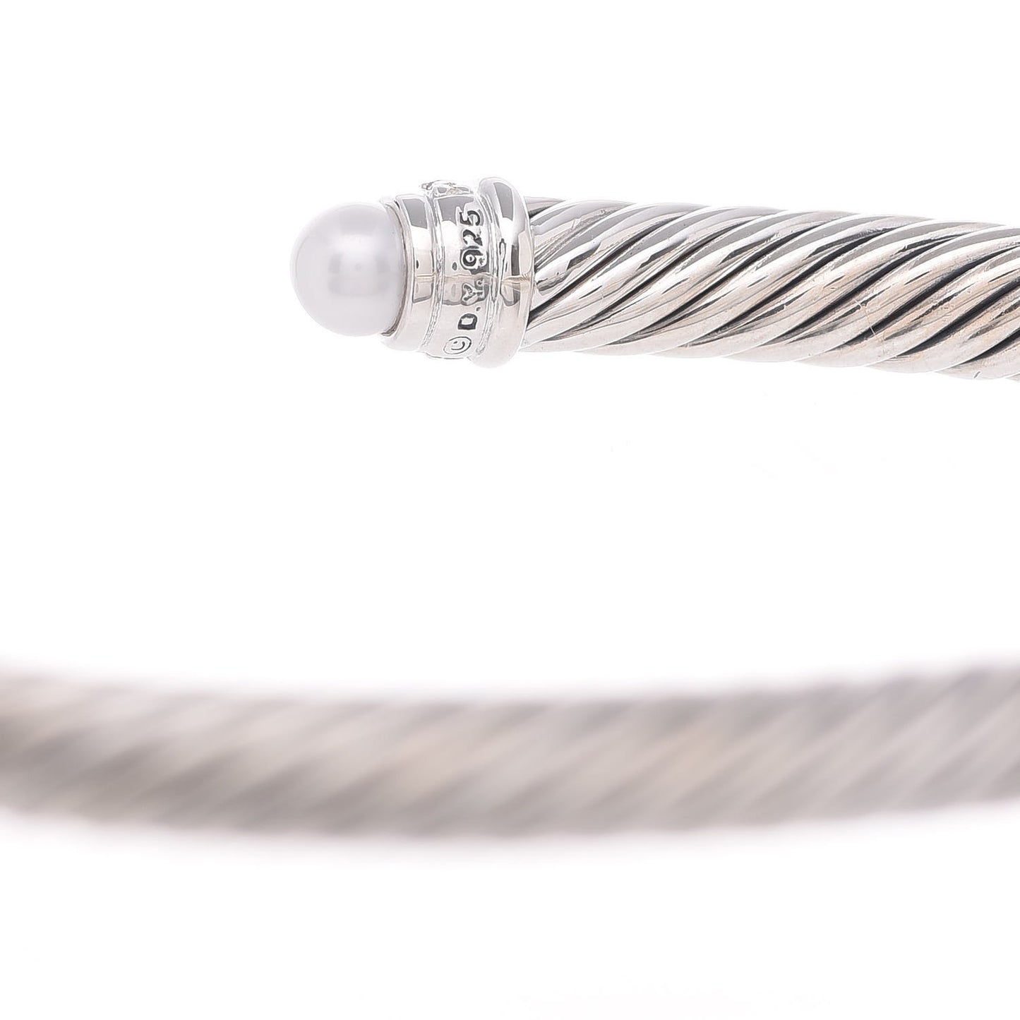Sterling Silver Diamond Pearl 5mm Cable Classics Princess Bracelet