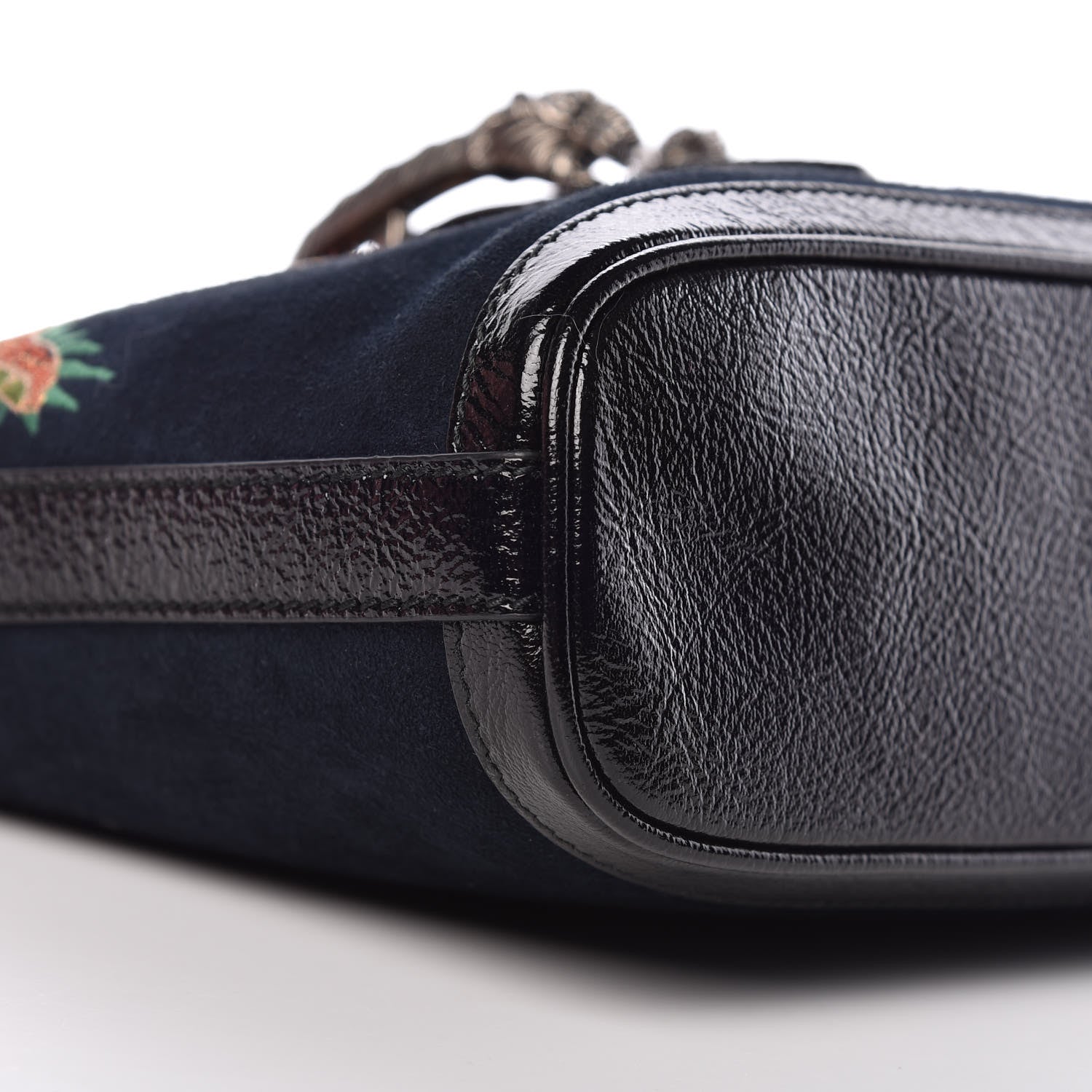 Gucci Suede Patent Dragon Embroidered Medium Dionysus Bucket Bag Dark Blue 9 of 11
