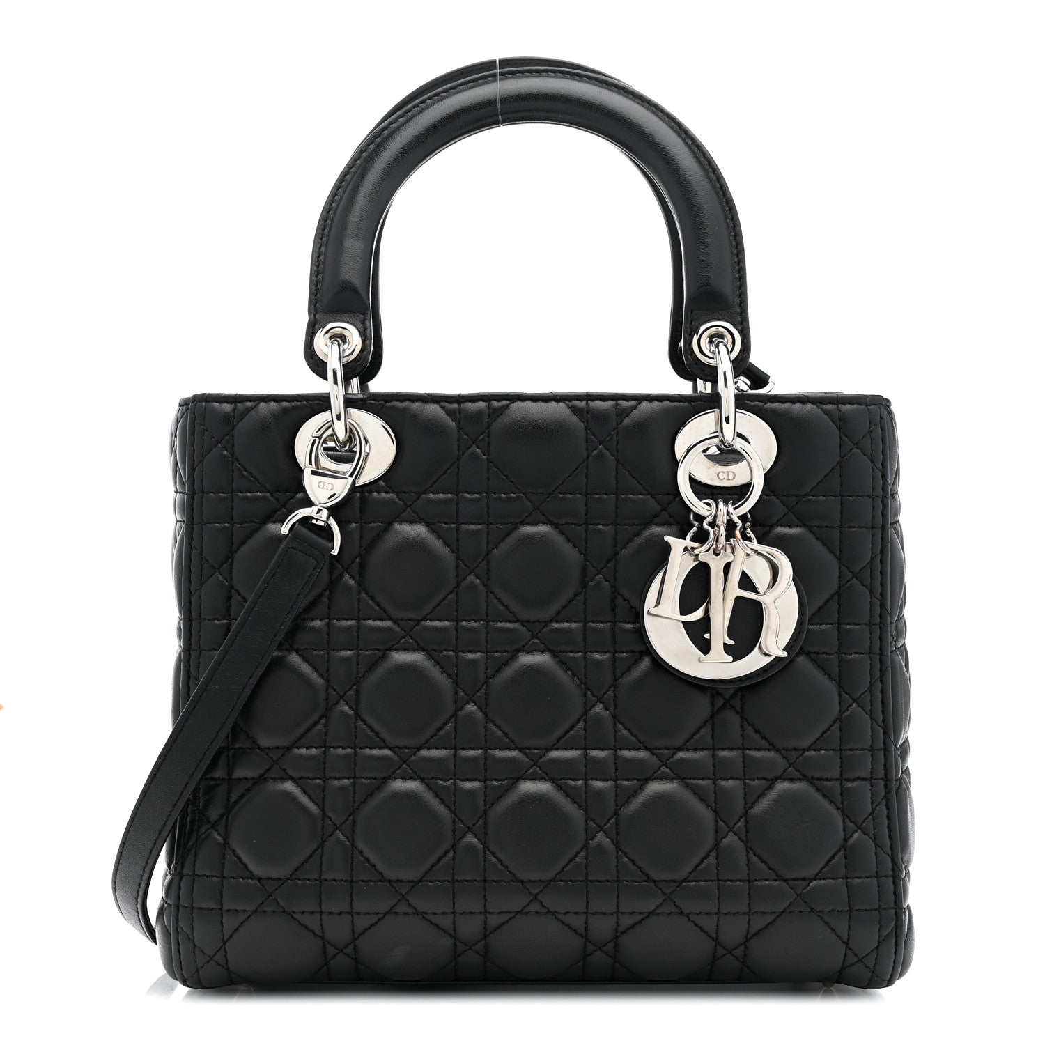 Christian Dior Lambskin Cannage Medium Lady Dior Black 2 of 25