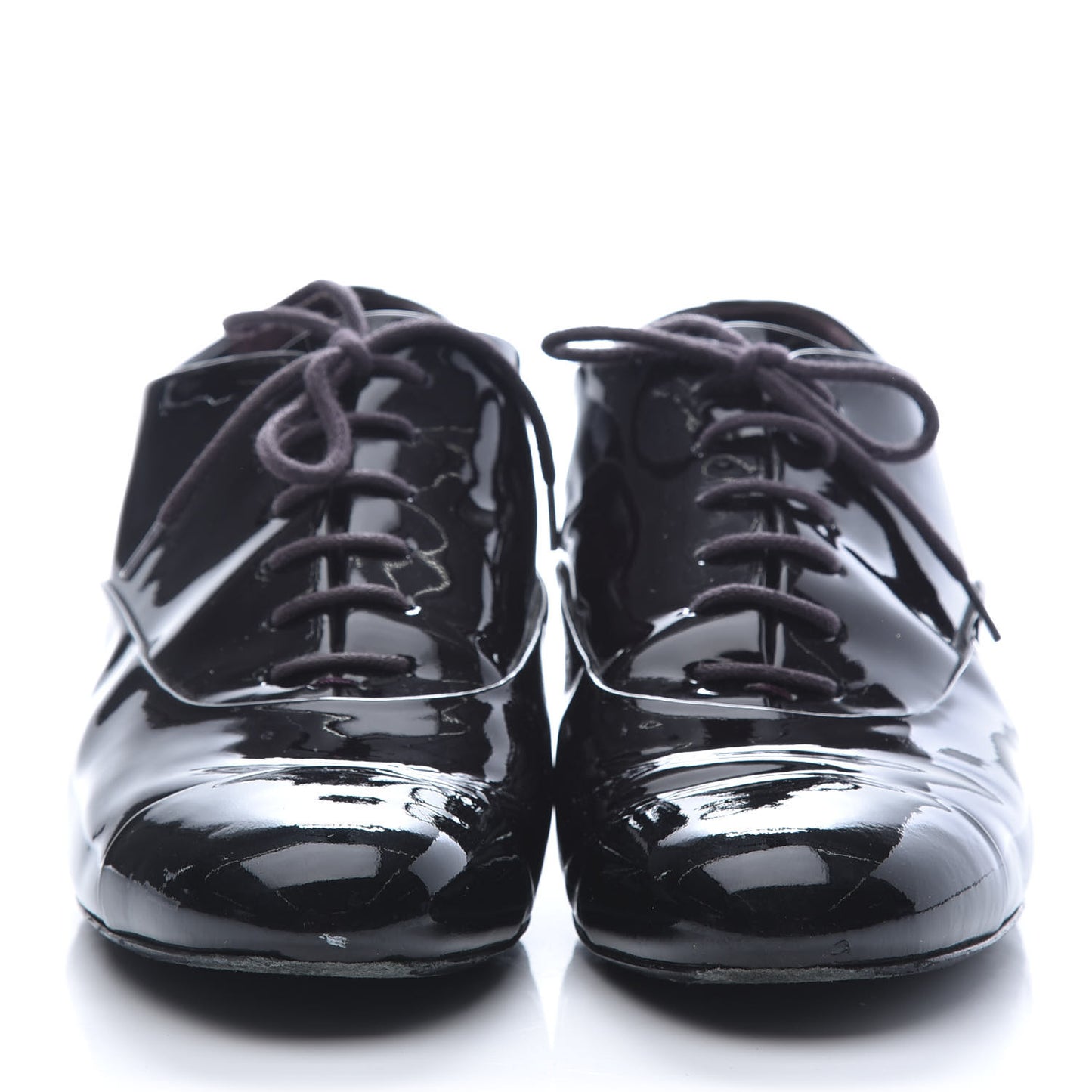 Patent Calfskin Pearl CC Lace Up Oxfords 38 Burgundy Black